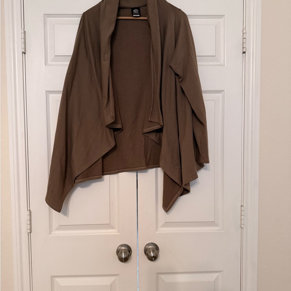Bobeau Brown Draped Cardigan